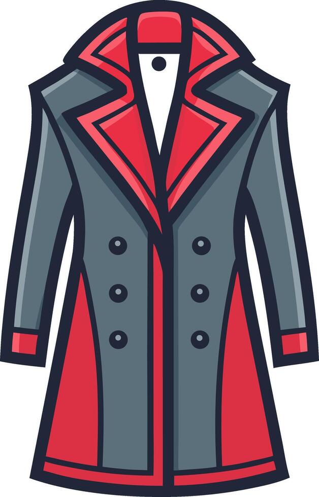 Stylish Gray and Red Double-Breasted Overcoat for Fashion Design and Illustrations vector