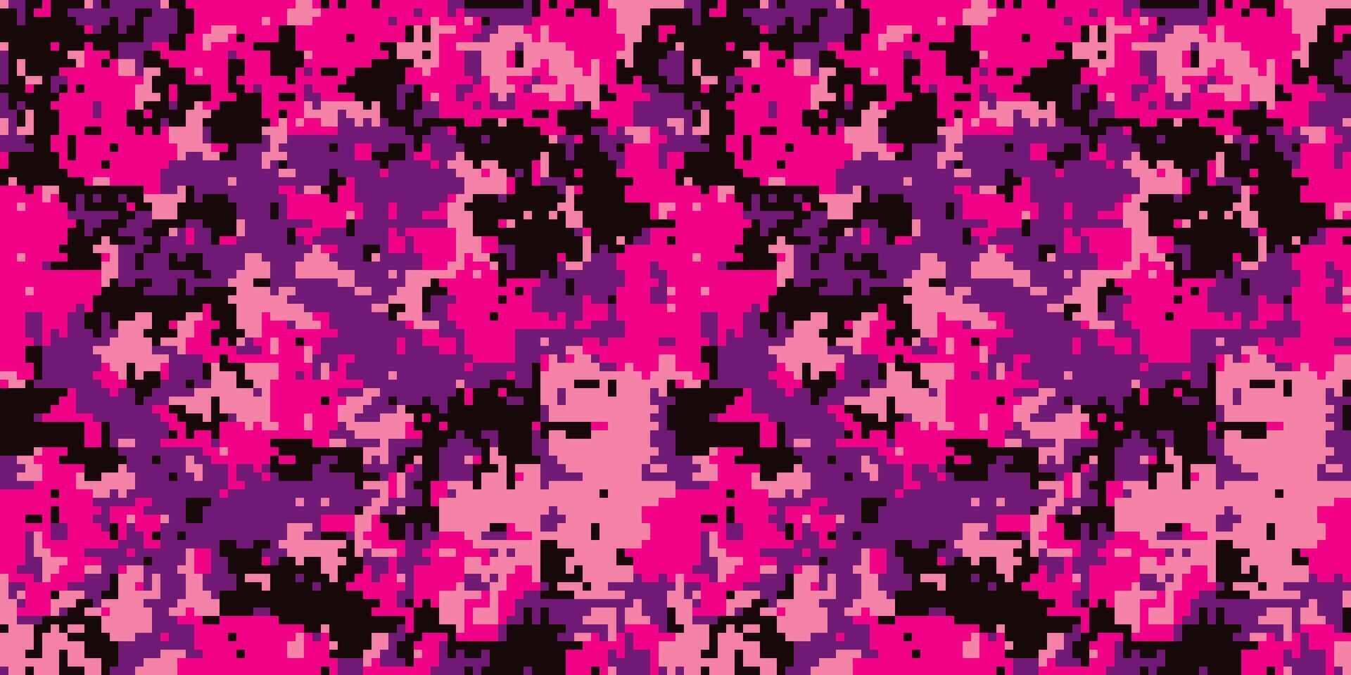 Abstract pink, purple, and black digital camouflage pattern. Perfect for fashion, textiles, or vibrant backgrounds. vector