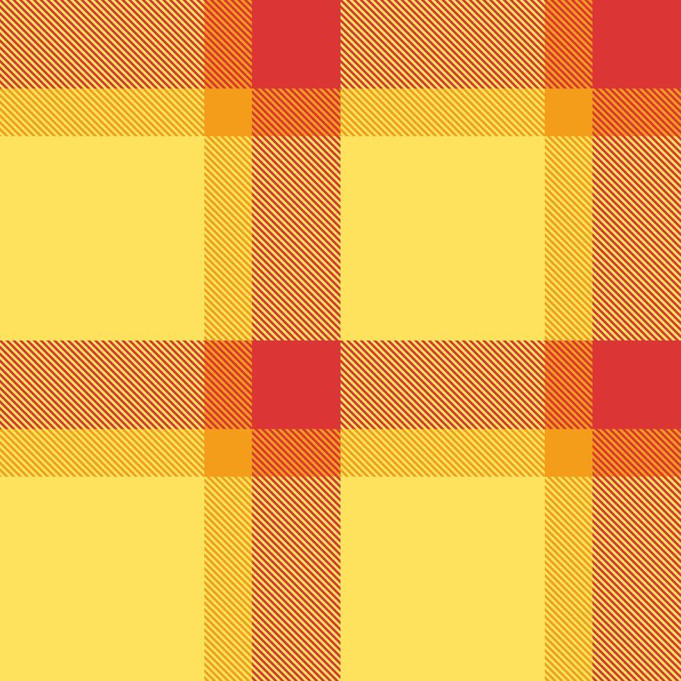 Baby fabric plaid check, flow textile tartan. Brazil texture pattern background seamless in yellow and red colors. vector