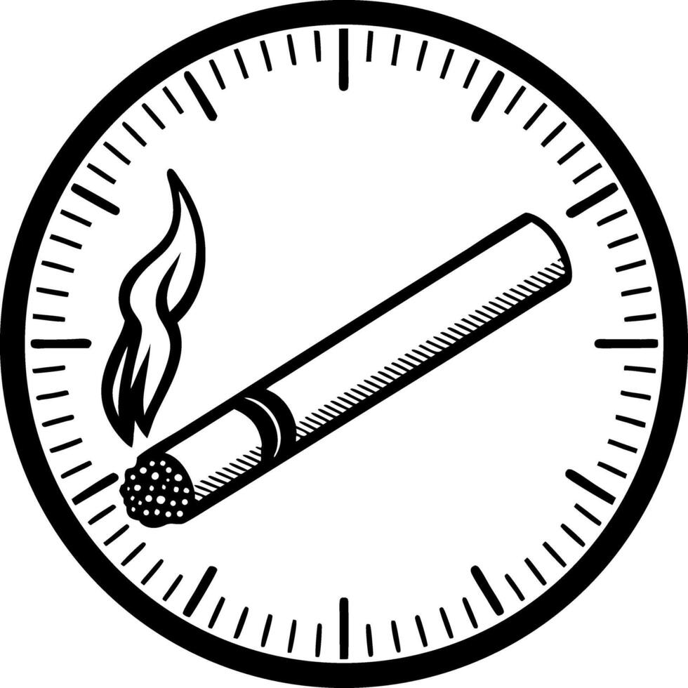 Cigarette with Smoke Inside a Clock Face Symbolizing Time and Smoking Habits vector