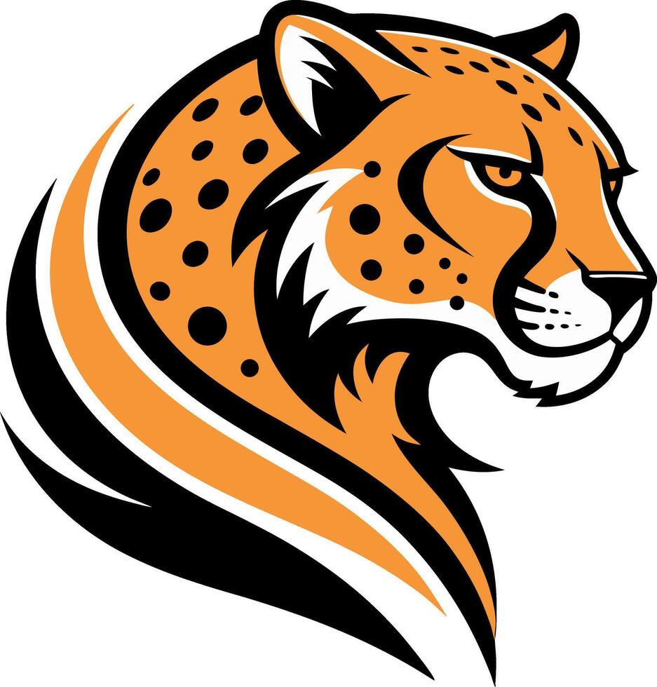 Stylized Cheetah Head Illustration for Tattoo Design and Graphic Projects vector