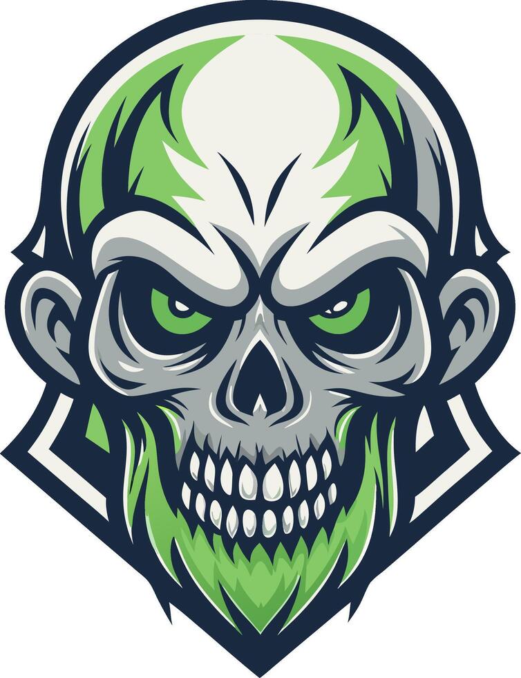 Green Bearded Skull Mascot Design for Apparel Tattoo and Graphic Art vector
