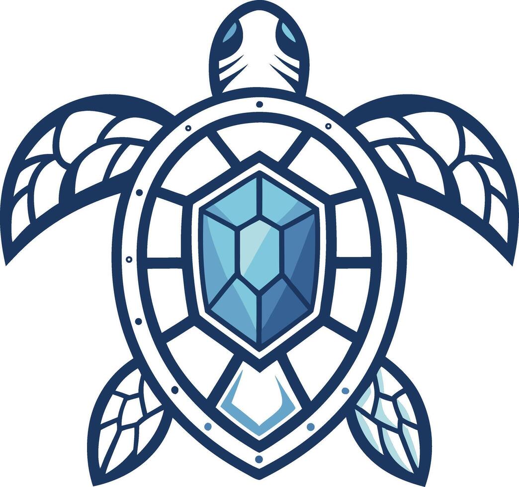 Stylized Turtle with Gem Shield Art for Tattoo Design and Graphic Applications vector