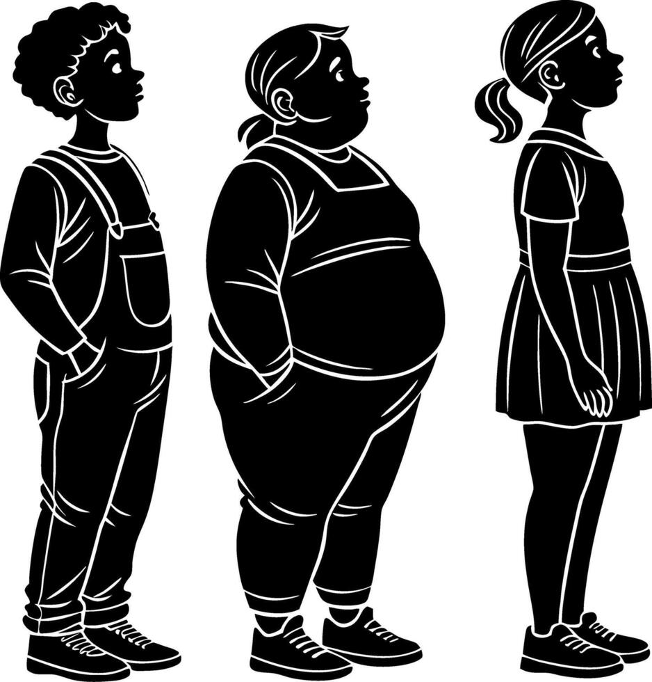 Diverse Children Silhouettes Displaying Various Body Types for Inclusive Design Projects vector