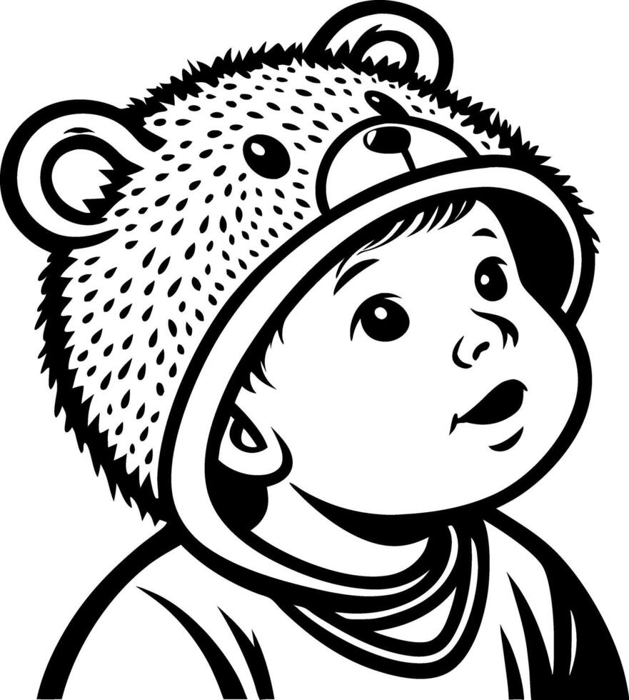 Adorable Baby Wearing Cute Bear Hat Illustration Ideal for Childrens Art Projects vector