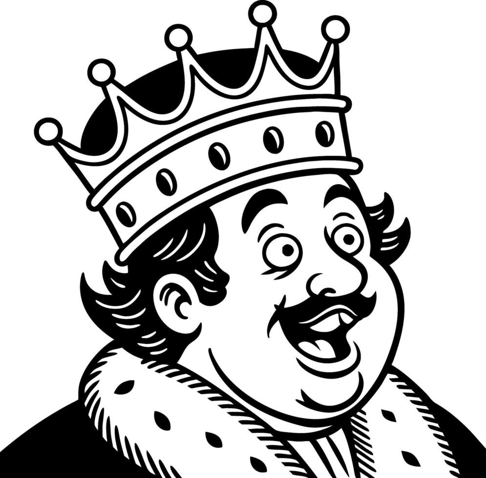 Cheerful Cartoon King Character with Crown and Royal Robe for Fun Illustrations vector