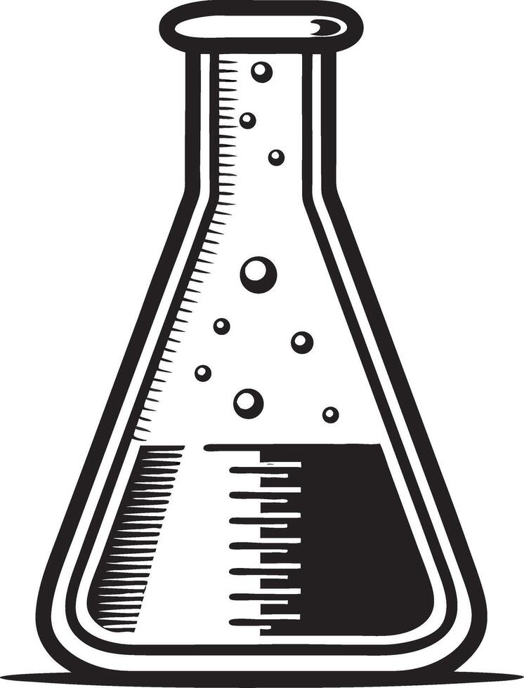 Vintage Laboratory Flask with Bubbles Ideal for Science Themes Educational Resources vector