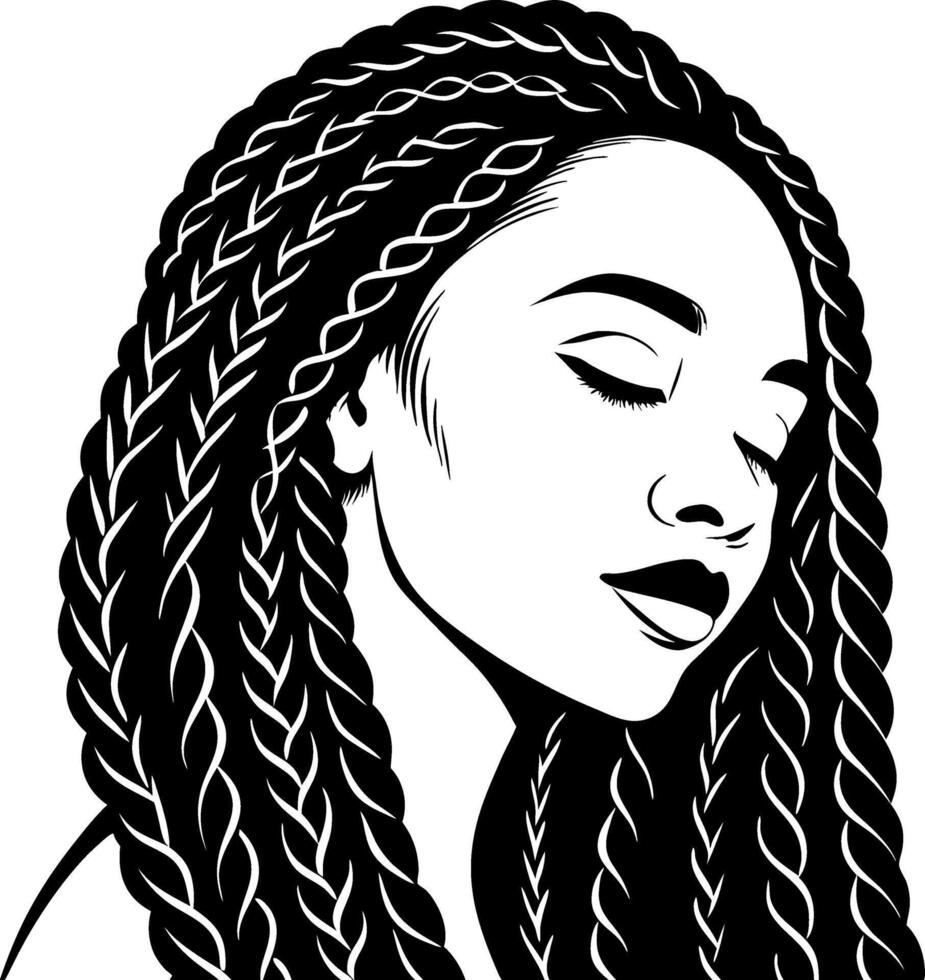 Elegant Portrait of a Woman with Braided Hair Capturing Serenity and Beauty for Creative Projects vector