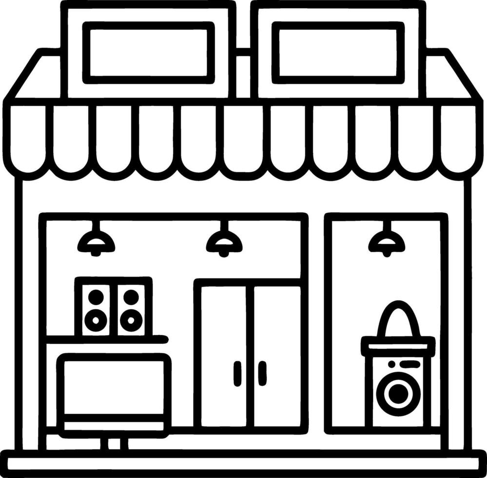 Modern Retail Storefront Illustration with Display Window and Products for Design Use vector