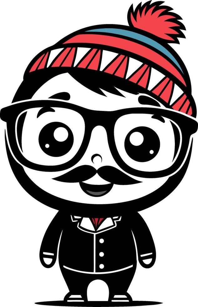 Cute Illustrated Boy with Glasses and Beanie in Formal Suit Character Design for Kids vector