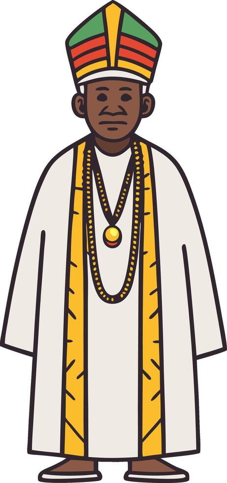 African Man in Traditional Attire Decorative Character Design for Cultural Illustrations vector