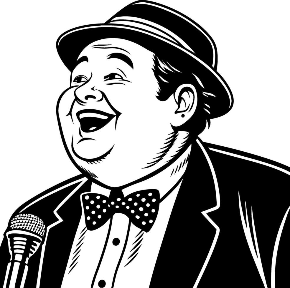 Smiling Comedian Microphone Bowtie Cartoon Illustration Perfect for Event Promotions and Designs vector