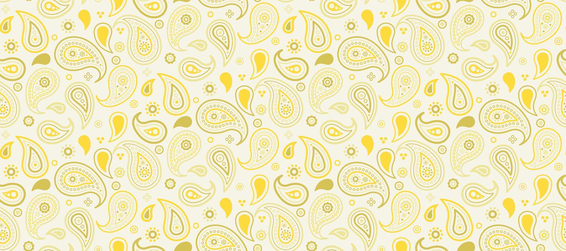 A yellow and green paisley pattern on a white background vector