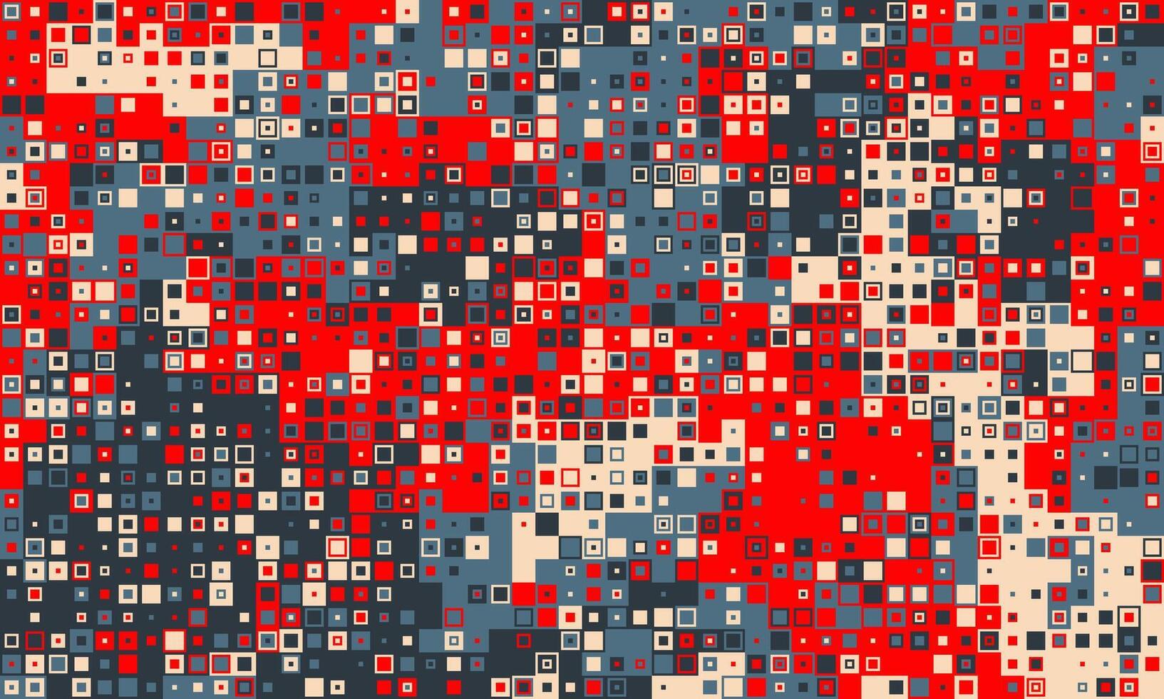 Abstract geometric background featuring a vibrant mosaic of red, blue, and cream squares. Perfect for website banners, tech presentations, or modern design projects. vector