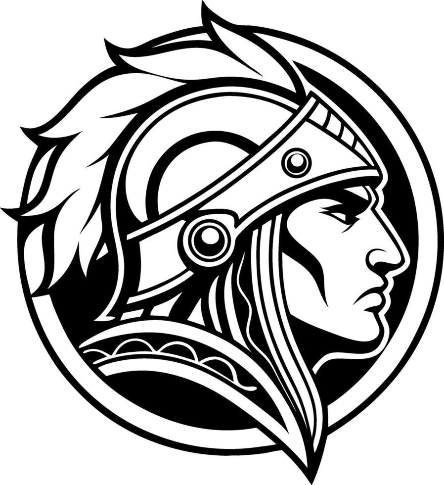 Classic Warrior Helmet Profile Illustration for Historical Themes and Tattoo Designs vector