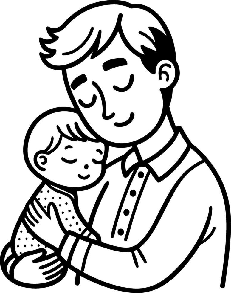 Father Embracing Baby Illustrating Parental Love Perfect for Family Themes and Celebrations vector
