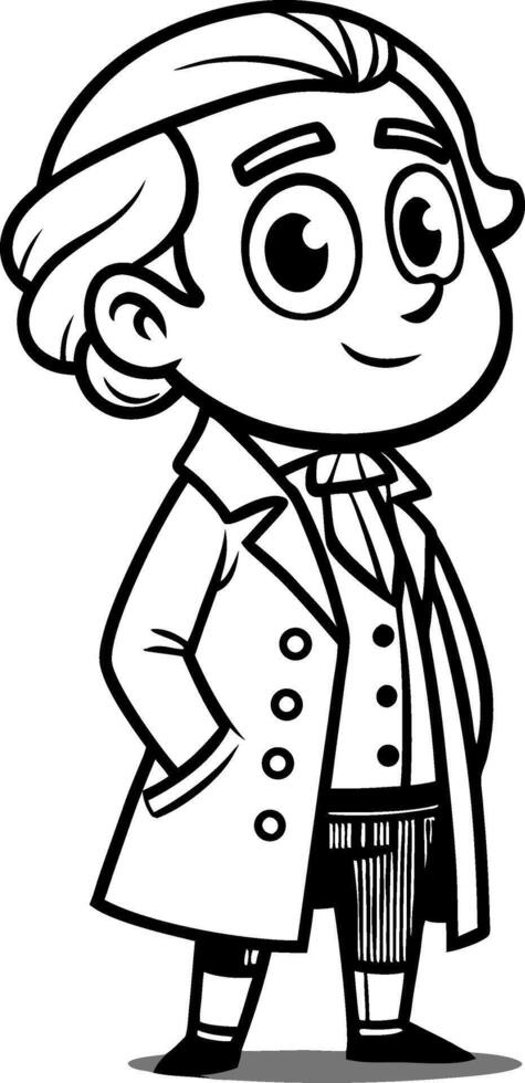 Cute Cartoon Character in Historical Clothing for Kids Coloring Book and Educational Projects vector