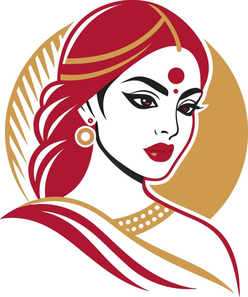 Elegant Indian Woman in Traditional Attire for Cultural Art and Design Projects vector