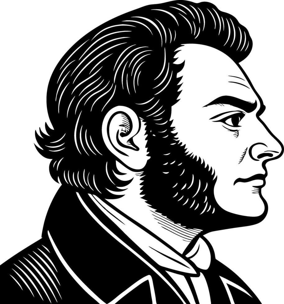 Portrait of a Historically Inspired Gentlemen with Distinctive Hair and Facial Features vector