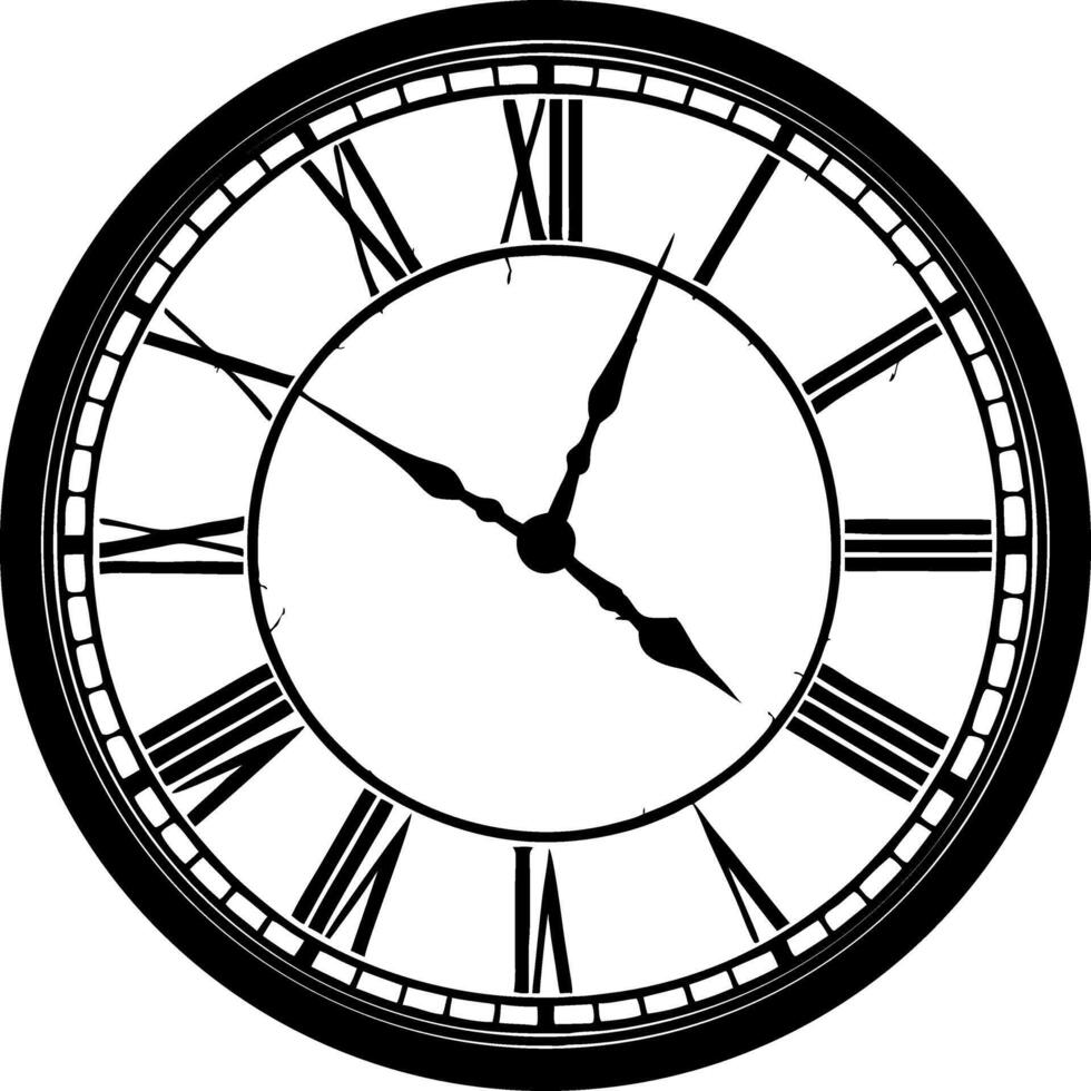 Classic Vintage Clock Design with Roman Numerals and Elegant Hands for Timeless Decor vector