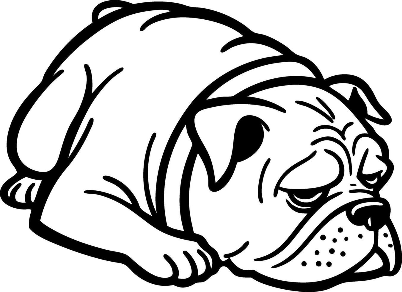 Sad Bulldog Lying Down Ideal for Tattoo Design Coloring Book and Apparel vector