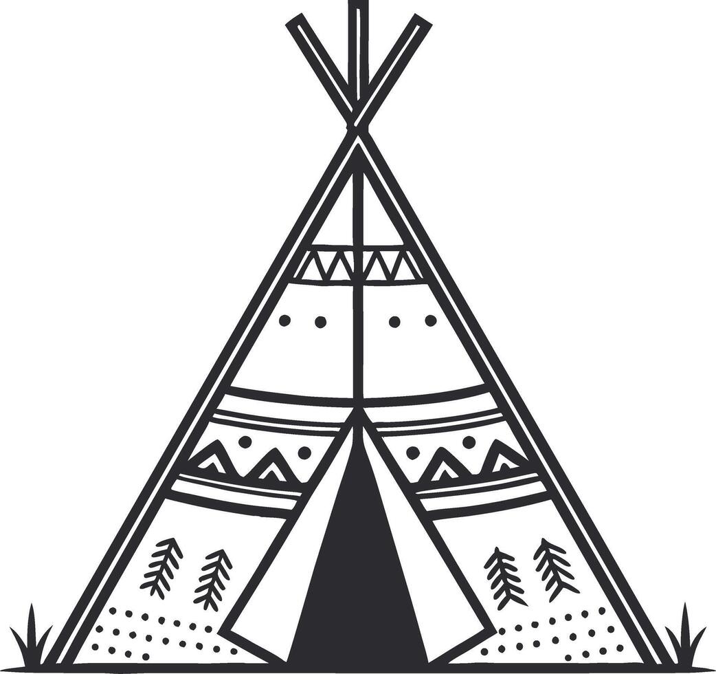 Stylized Teepee with Geometric Patterns for Bohemian Decor and Creative Projects vector