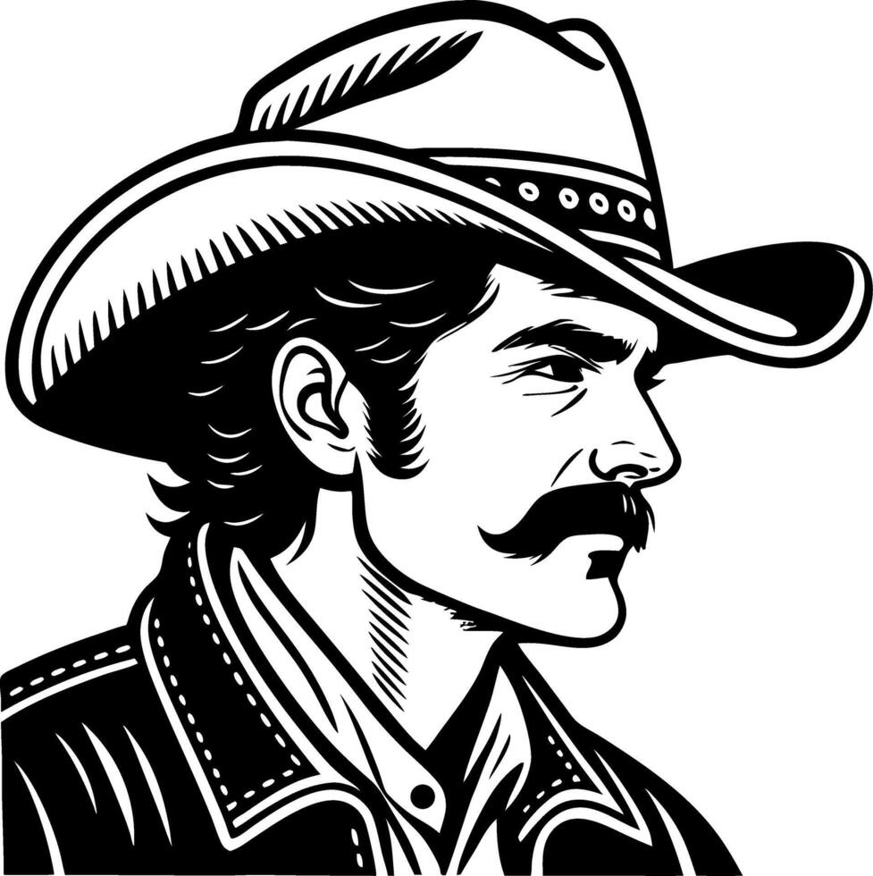 Detailed Cowboy Profile in Vintage Style Perfect for Tattoo Design and Illustrative Art vector