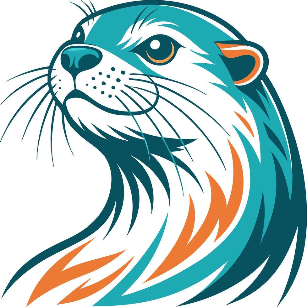 Stylized Otter Illustration with Vibrant Colors for Tattoo Design and Coloring Book vector