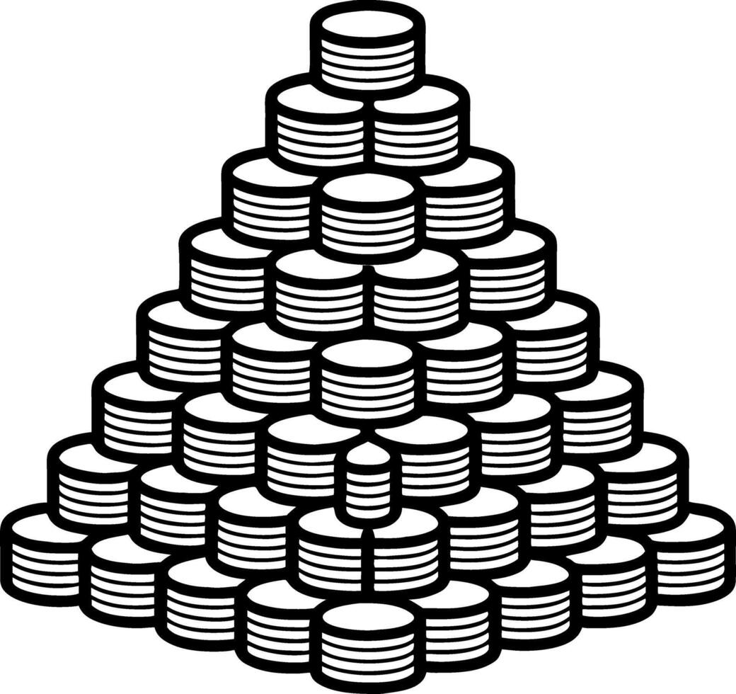 Stacked Coin Pyramid Illustration for Financial Growth and Wealth Symbolism vector