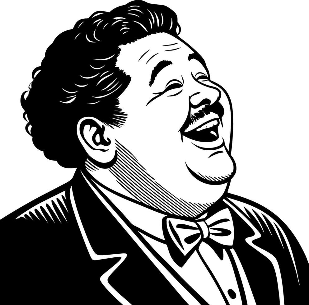 Cheerful Vintage Man Laughing in Tuxedo for Retro Design Projects and Art vector