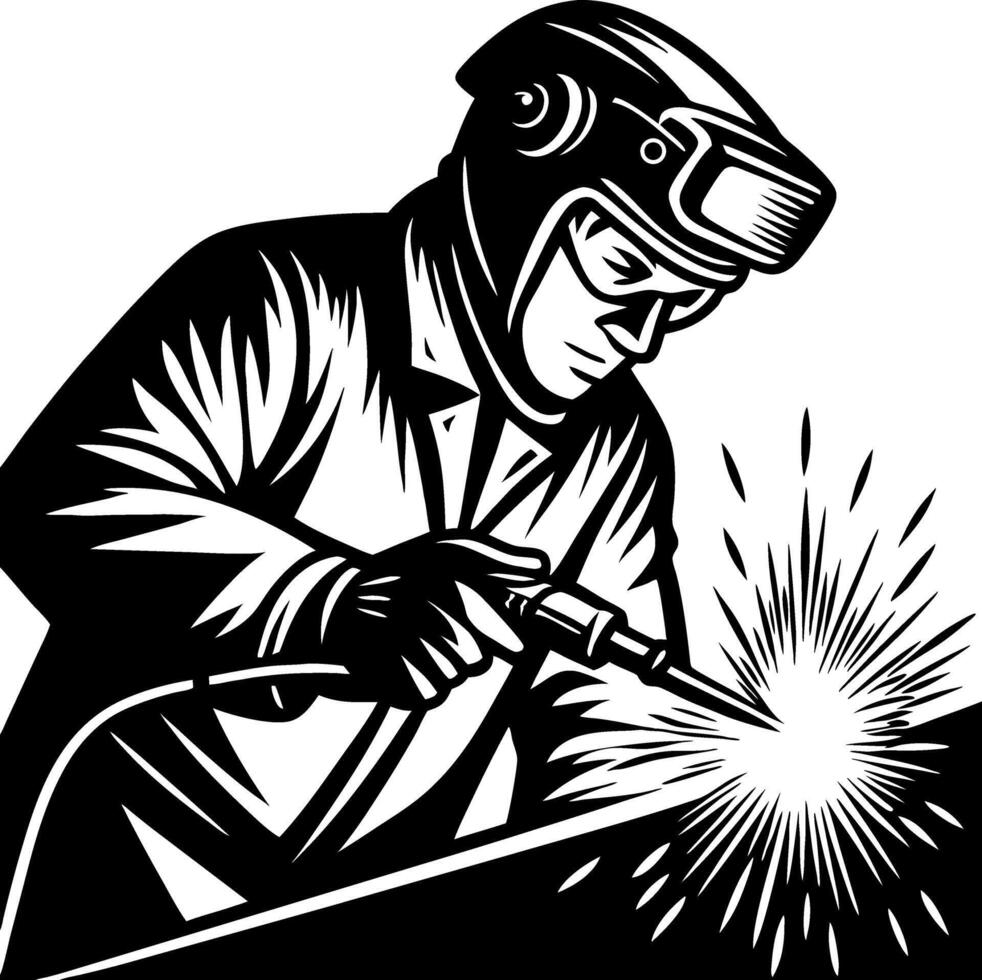 Welder Creating Sparks in Action Professional Welding Illustration for Industrial Use vector