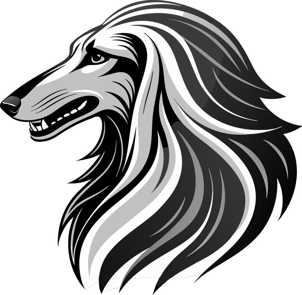 Majestic Lion Head with Flowing Mane in Monochrome Style for Tattoos and Graphic Design vector