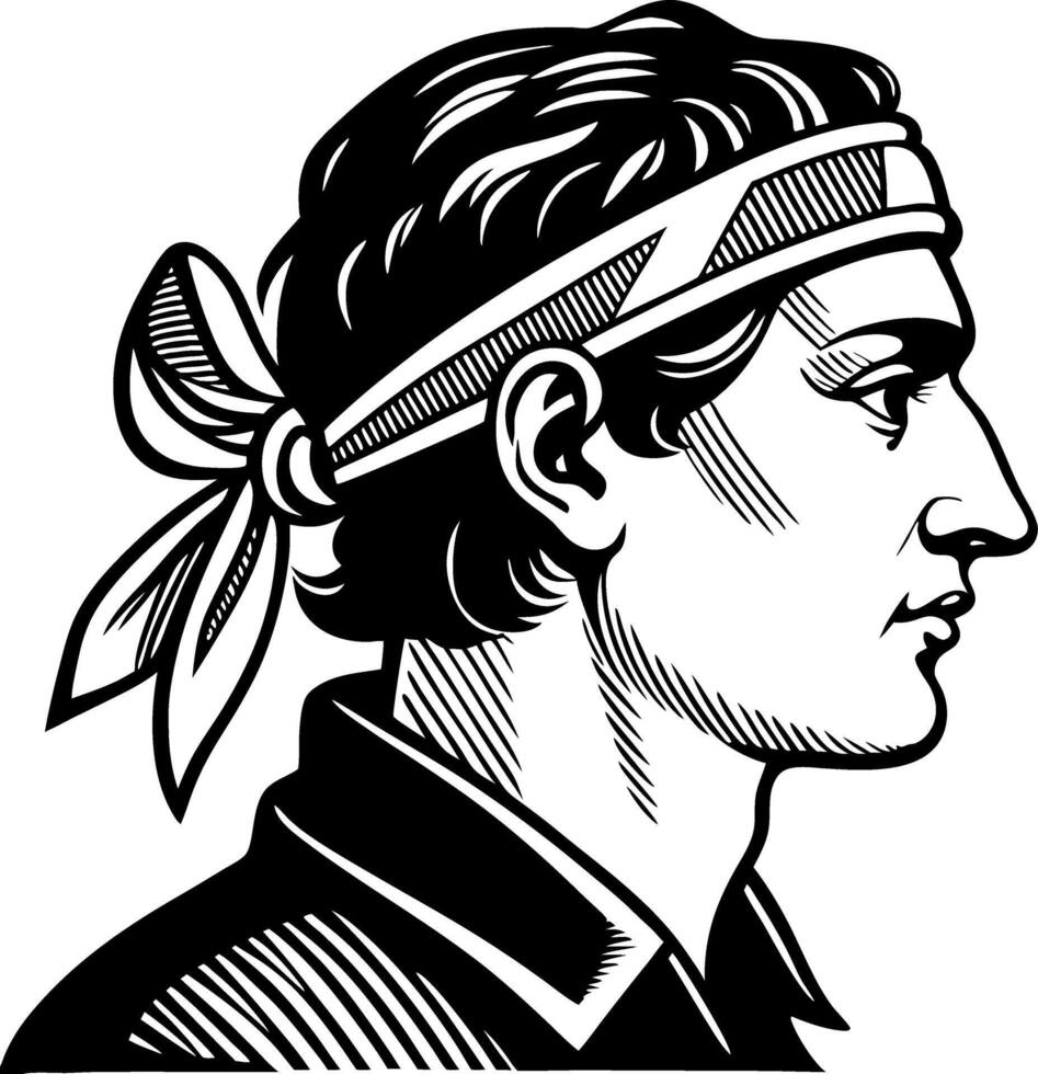 Profile Portrait of a Young Man with Headband for Tattoo Design and Illustration Projects vector