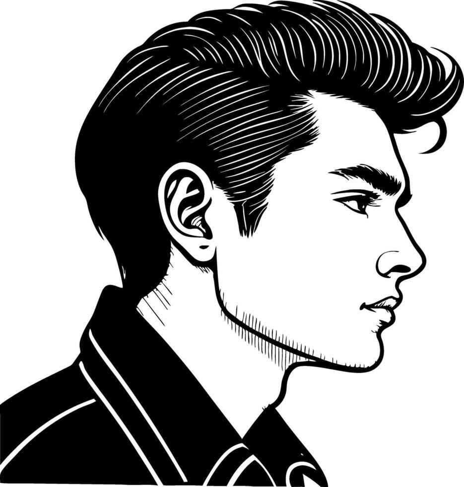 Stylized Portrait of a Young Man in Profile with Modern Haircut for Creative Projects vector