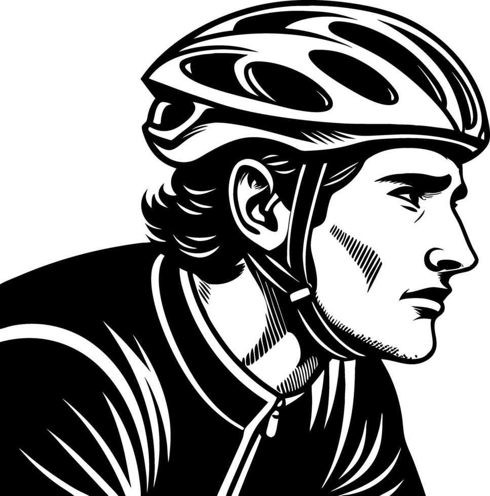 Detailed Profile Illustration of a Male Cyclist in a Helmet for Sports and Wellness Themes vector