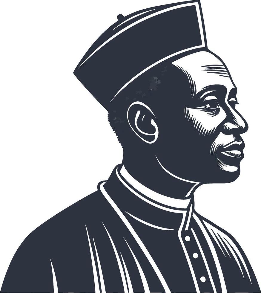 Elegant Portrait of a Distinguished Person in Traditional Attire for Unique Design Projects vector