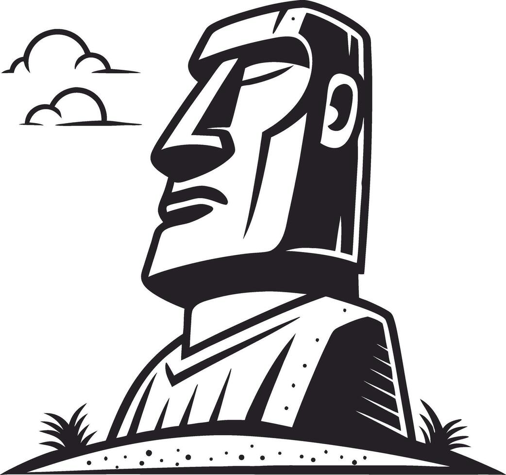 Moai Statue Inspiration for Tattoo Design or Coloring Book Illustration vector