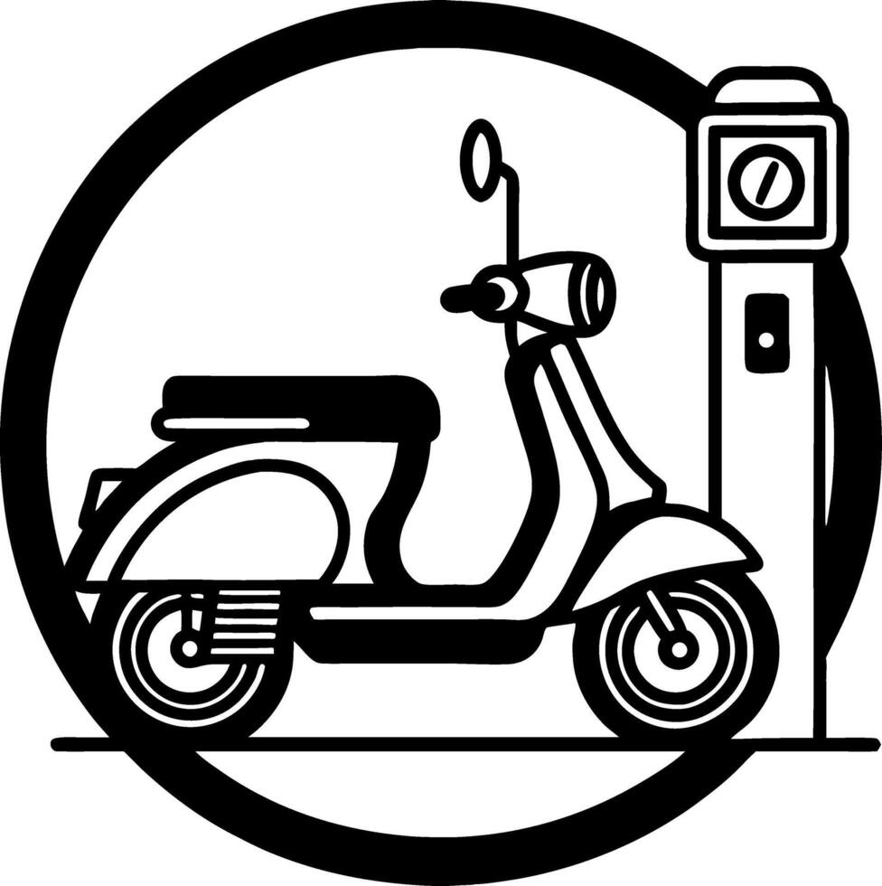 Stylized Electric Scooter Charging Station Illustration for Eco-Friendly Transport Design vector