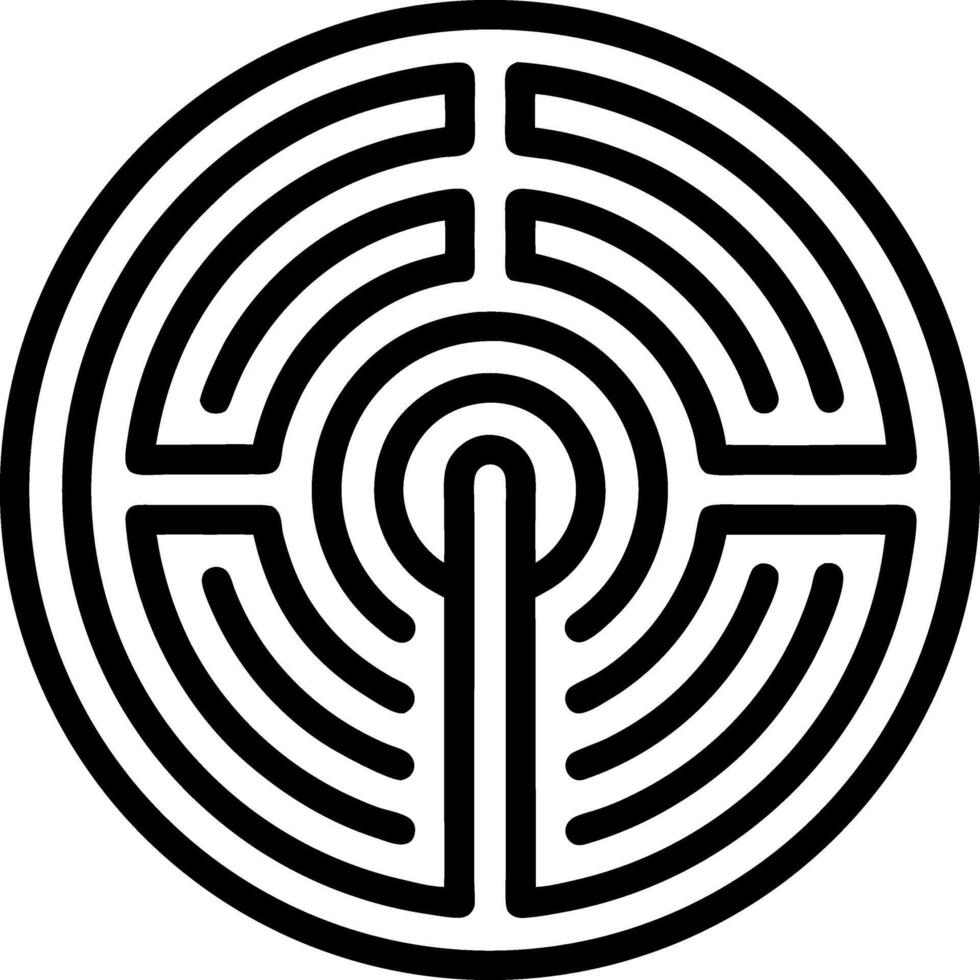 Intricate Circular Maze Design Perfect for Tattoo Art and Creative Coloring Activities vector