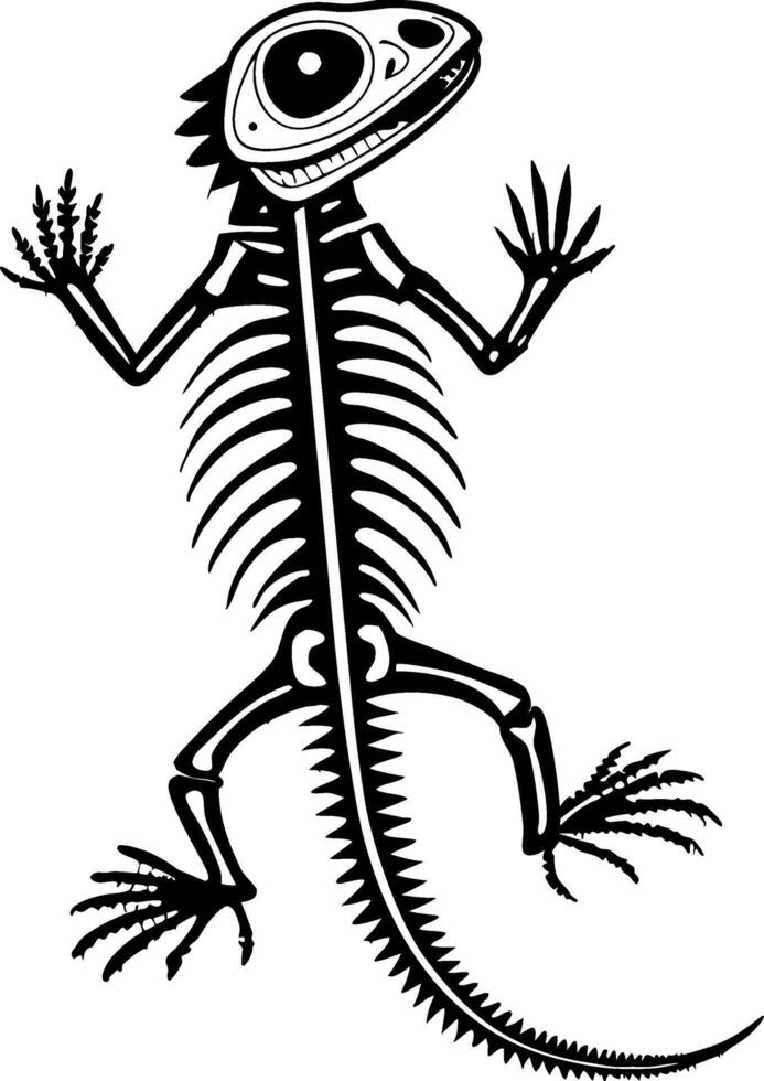 Intricate Lizard Skeleton Design for Tattoo Illustrations and Art Projects vector