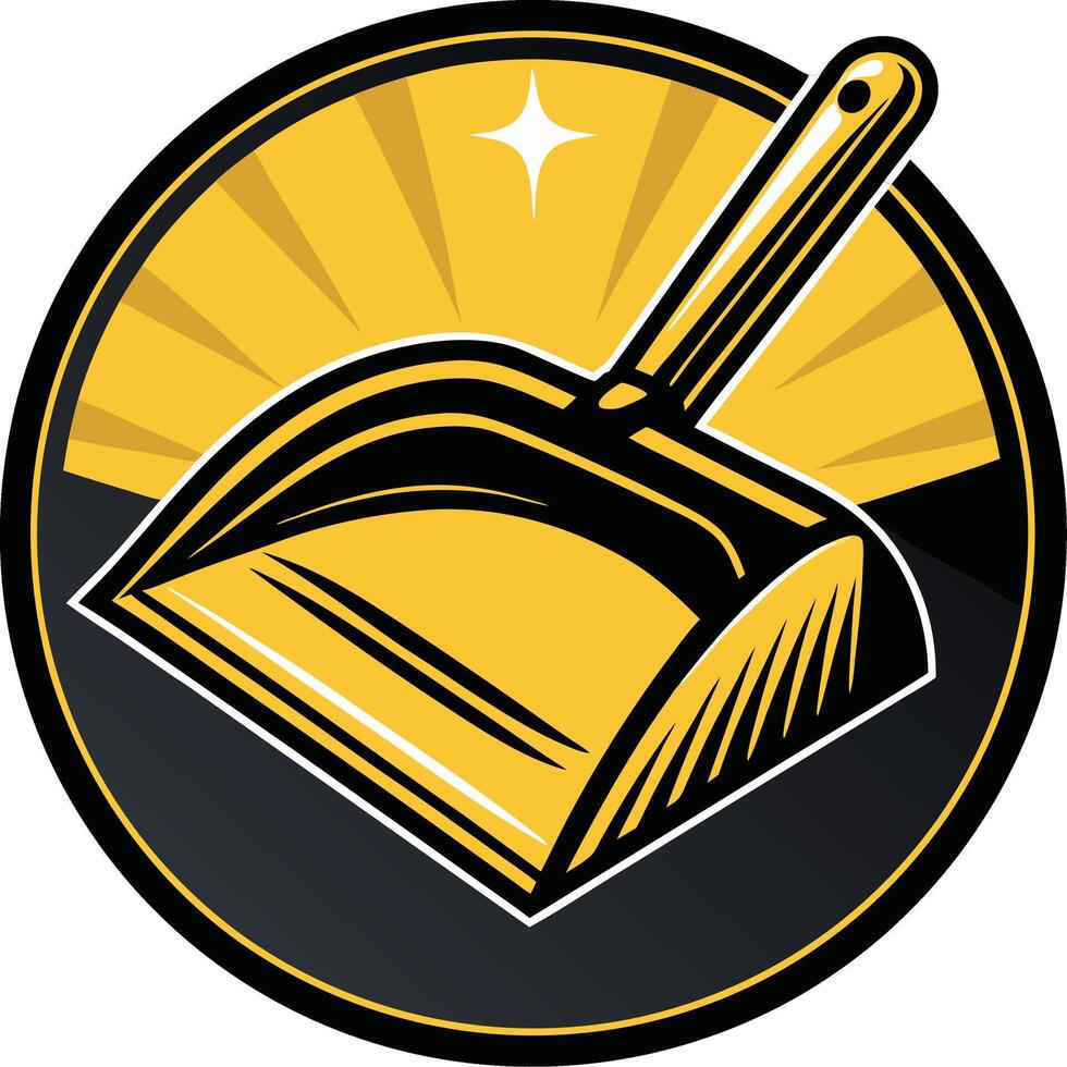 Stylized Yellow Dustpan with a Shiny Finish Suitable for Cleaning and Home Decor vector