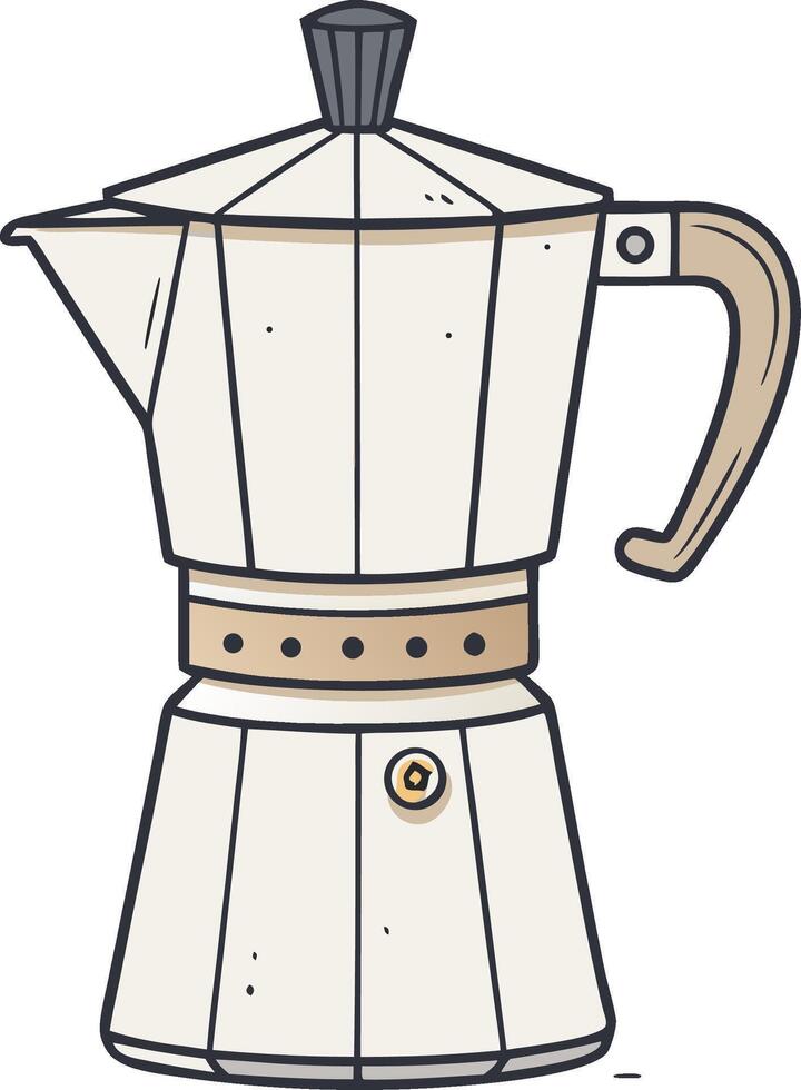 Moka Pot Coffee Maker Retro Style Illustration for Kitchen Decor and Beverage Themes vector