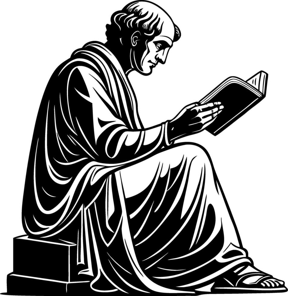 Scholar Reading Book in Classic Attire Vintage Illustration for Education and Motivation vector