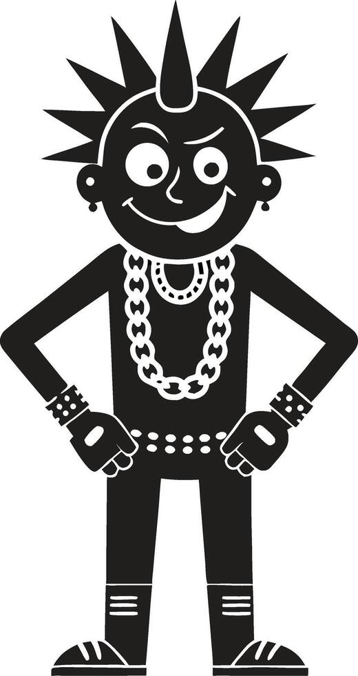 Punk Character with Spiked Hair and Accessories for Creative Projects and Tattoo Designs vector