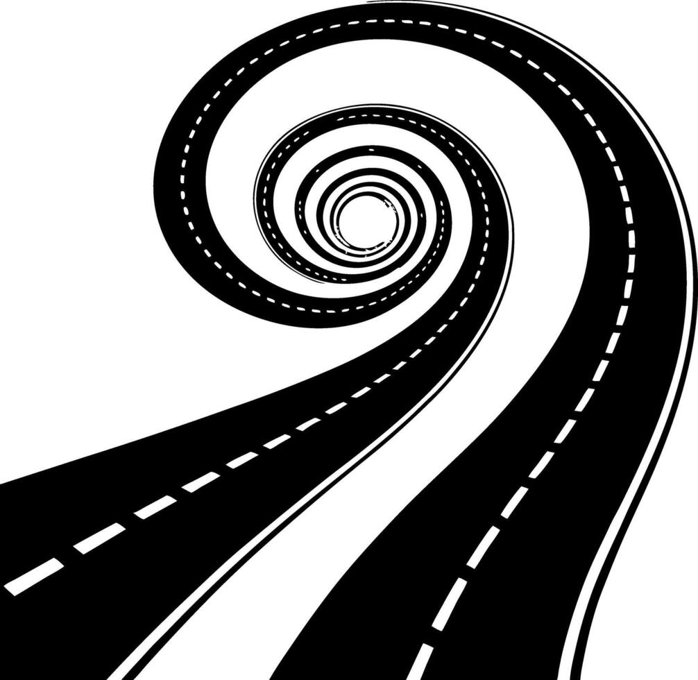 Swirling Spiral Road Design Suitable for Tattoo and Coloring Book Applications vector