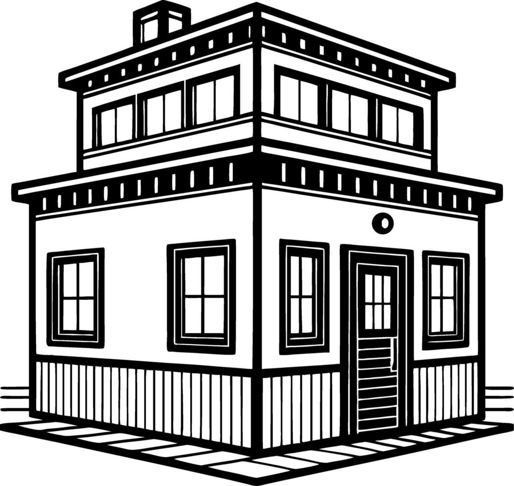 Detailed House Design Featuring Classic Architecture for Coloring Books and Crafts vector
