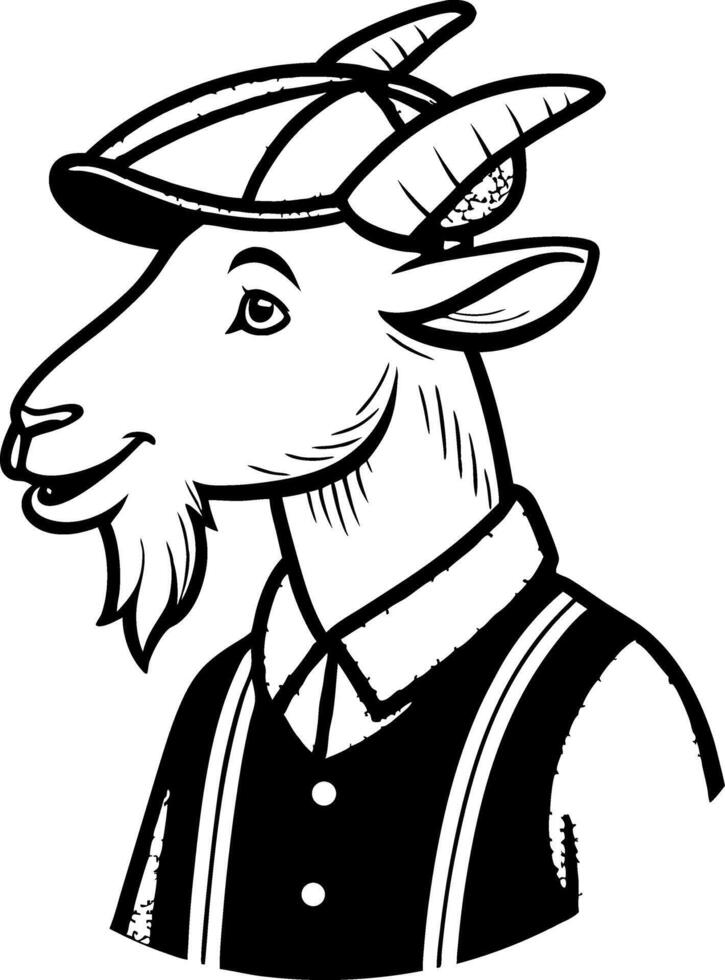 Stylized Goat Portrait in Vintage Clothing Ideal for Tattoos and Illustration Projects vector