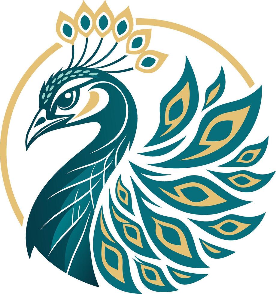 Elegant Peacock Design with Intricate Feathers for Tattoo and Coloring Applications vector