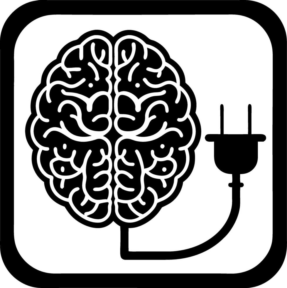 Creative Brain with Plug Symbolizing Innovative Ideas and Connectivity for Technology Themes vector