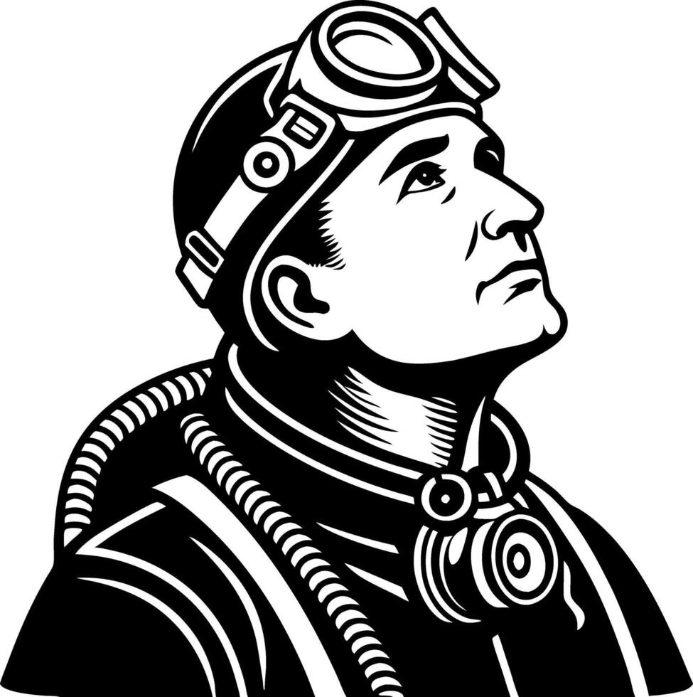 Vintage Diver Portrait with Goggles Deep Sea Adventure Retro Illustration vector